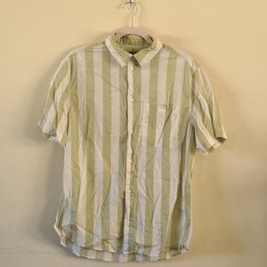 H&M Green and White striped button up